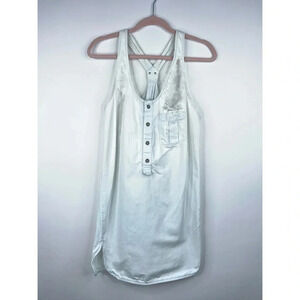 Vintage Diesel Distressed Denim Dress Bleached Faded Stripe Mini Y2K Medium